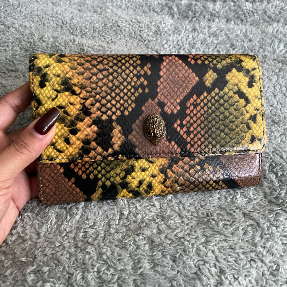 Kurt Geiger Snake Print Wallet with Yellow and Brown Tones